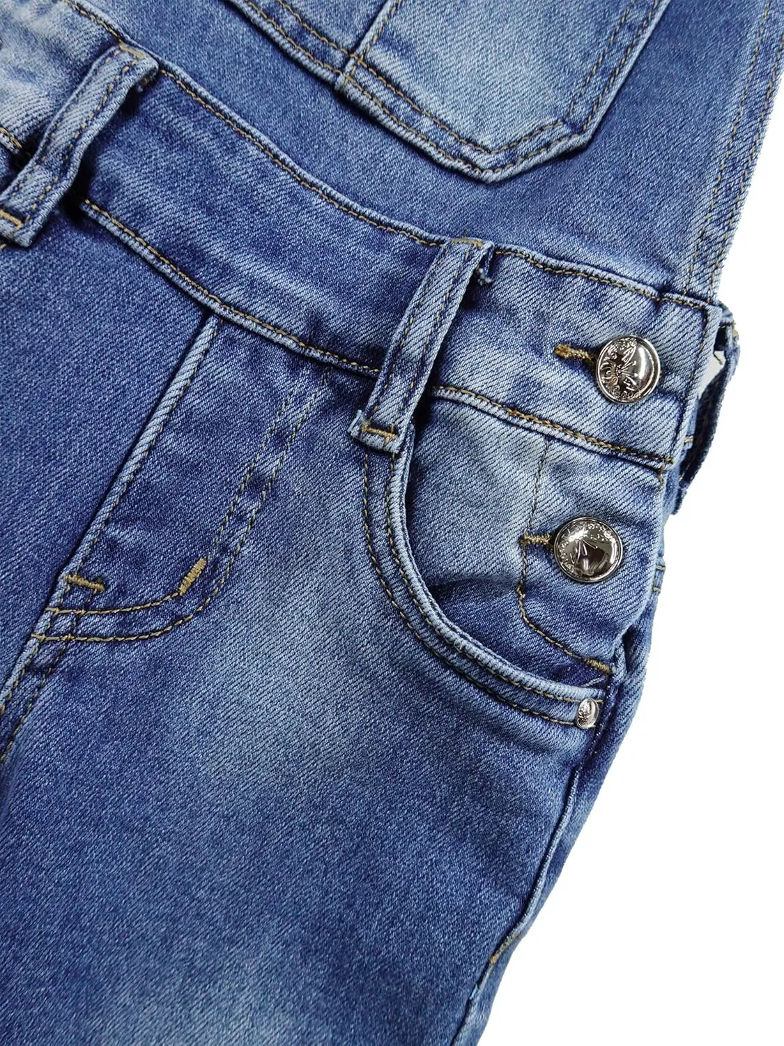 KIDSCOOL SPACE Little Big Girls Denim Overalls,Washed for Soft Stretch Jeans Workwear