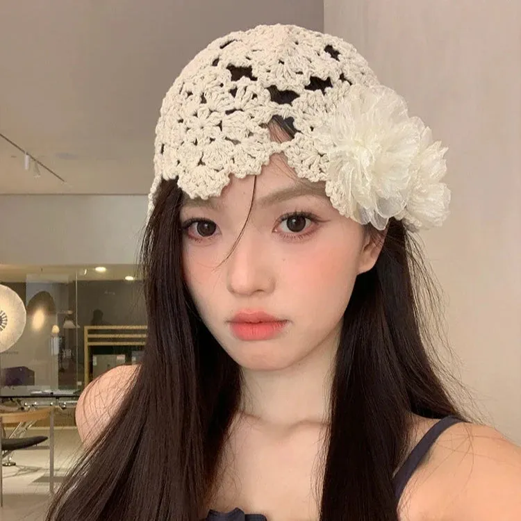 Lace Flower Hollow Head Hat