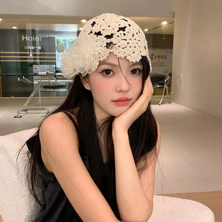 Lace Flower Hollow Head Hat