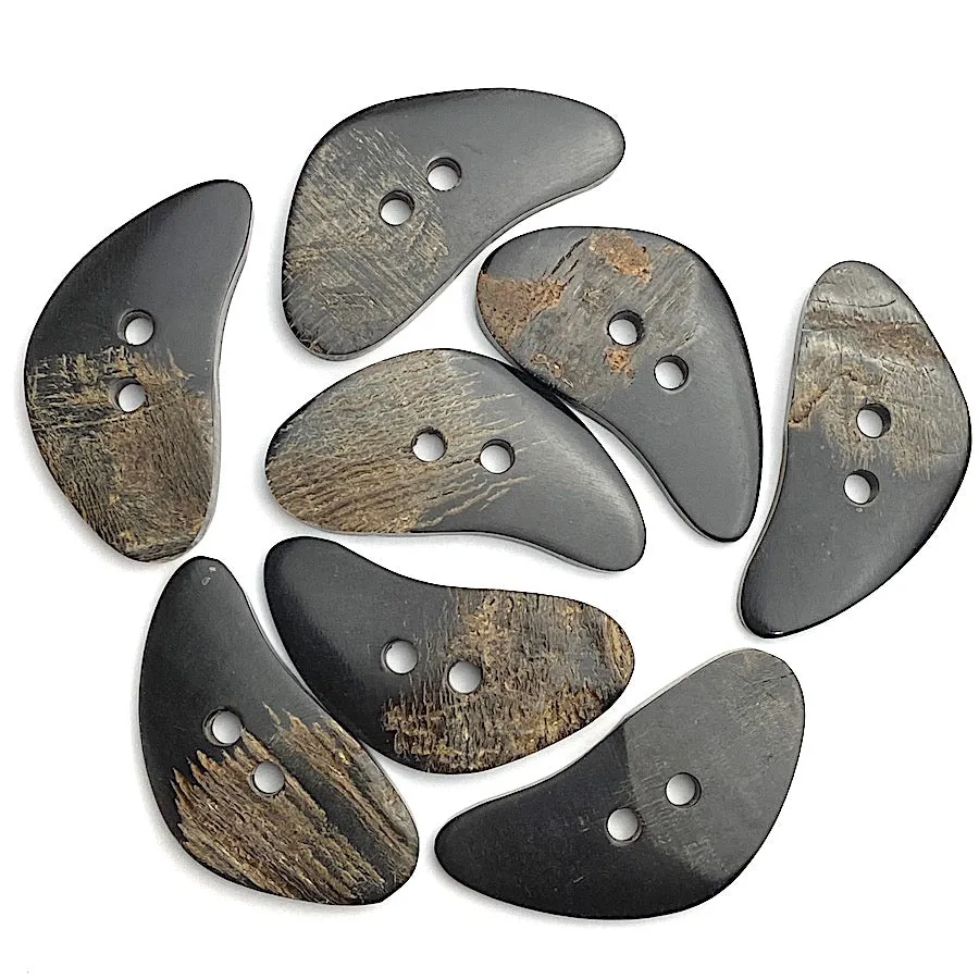 Large Horn Toggle Black/Brown Boomerang  2"  #SK-719