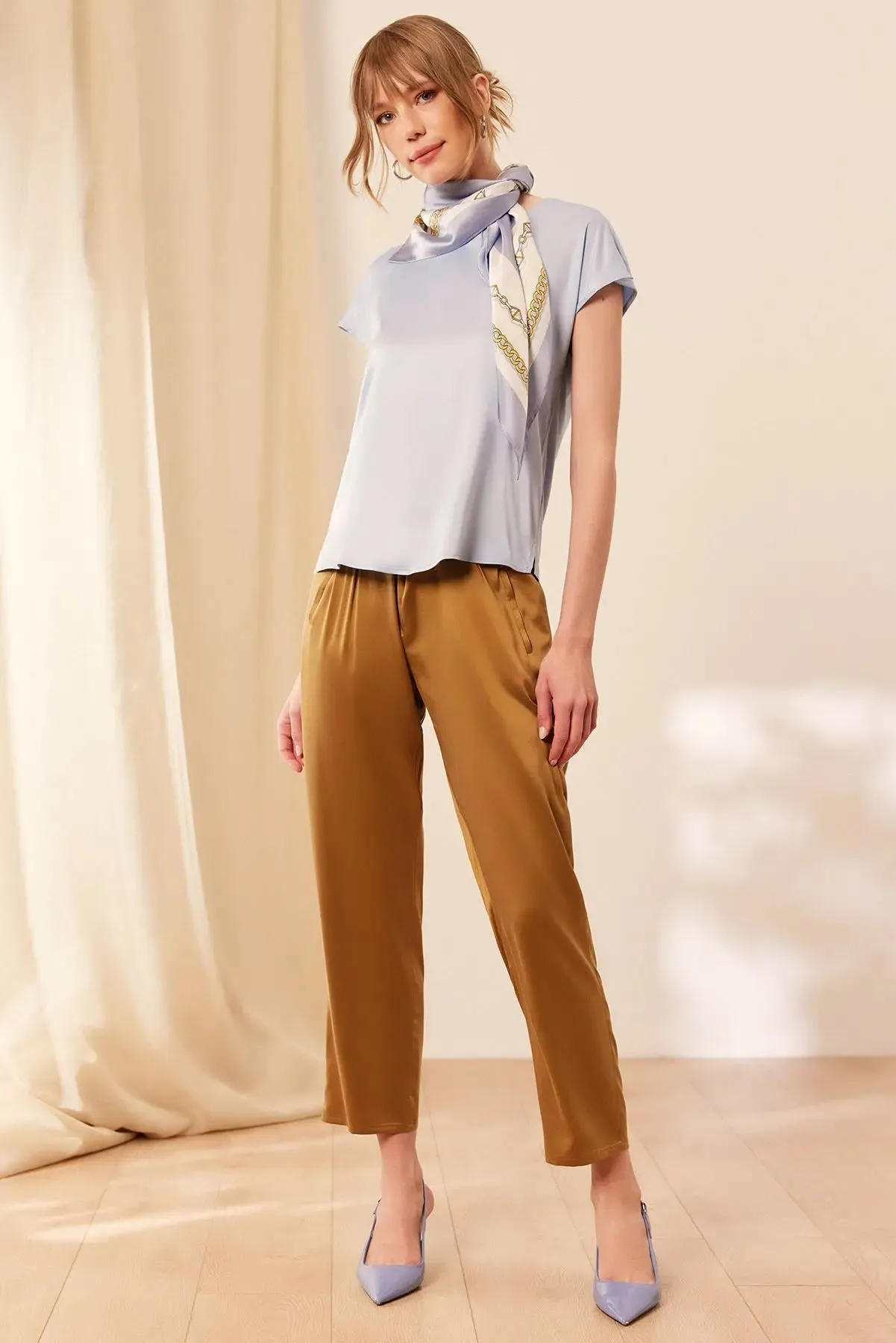 Light Blue Silk Monica Women's Blouse