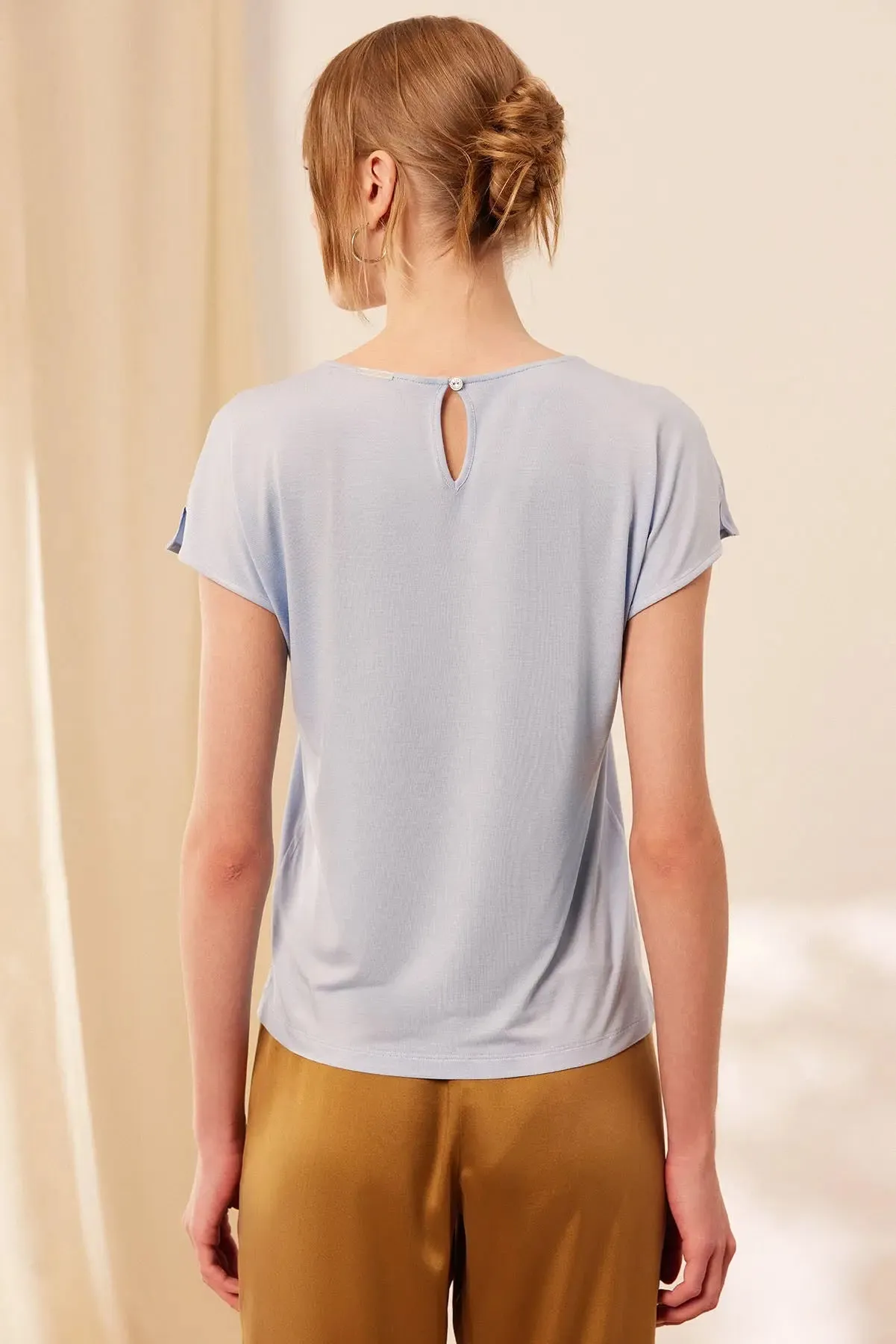 Light Blue Silk Monica Women's Blouse