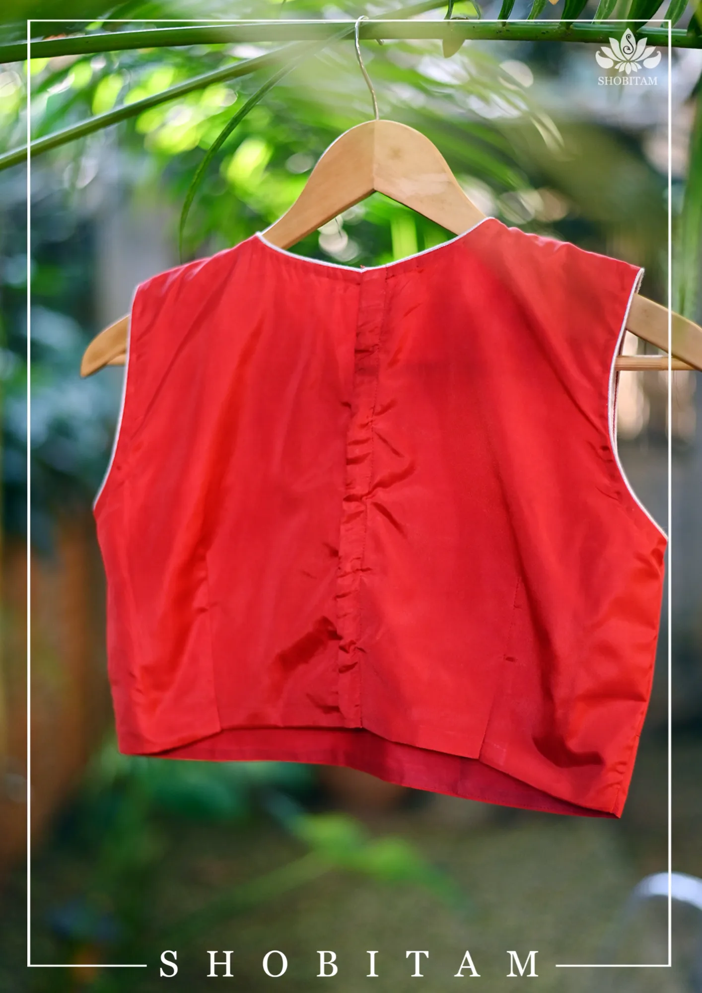 Made to Measure:  Necklace Design White Rhinestone Blouse on Red Silk, Customization Possible