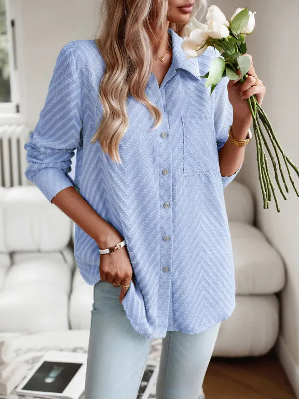 Marceline Women's Elegant Commuter Jacquard Long-Sleeved Blouse