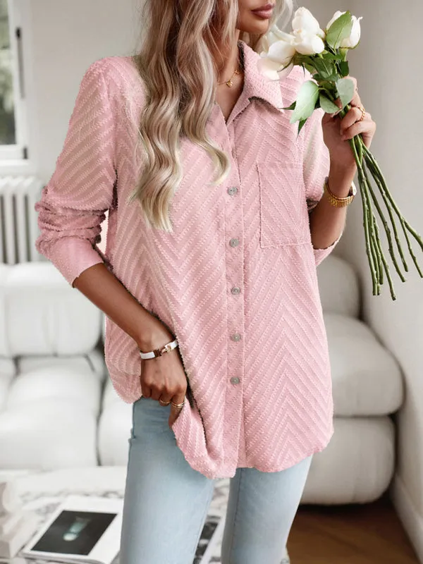Marceline Women's Elegant Commuter Jacquard Long-Sleeved Blouse