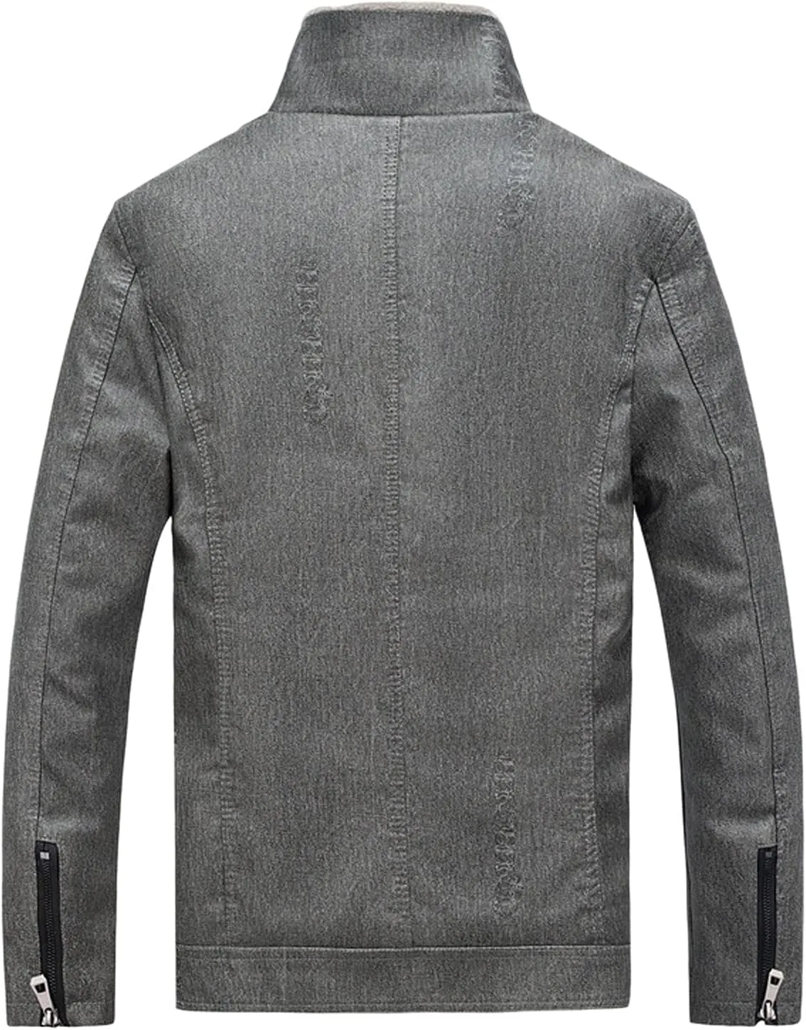 Maryia Men's Classic Faux Leather Sherpa Fleece Lined Bomber Jacket Tactical Outdoor Sports Basic Trucker Jacket