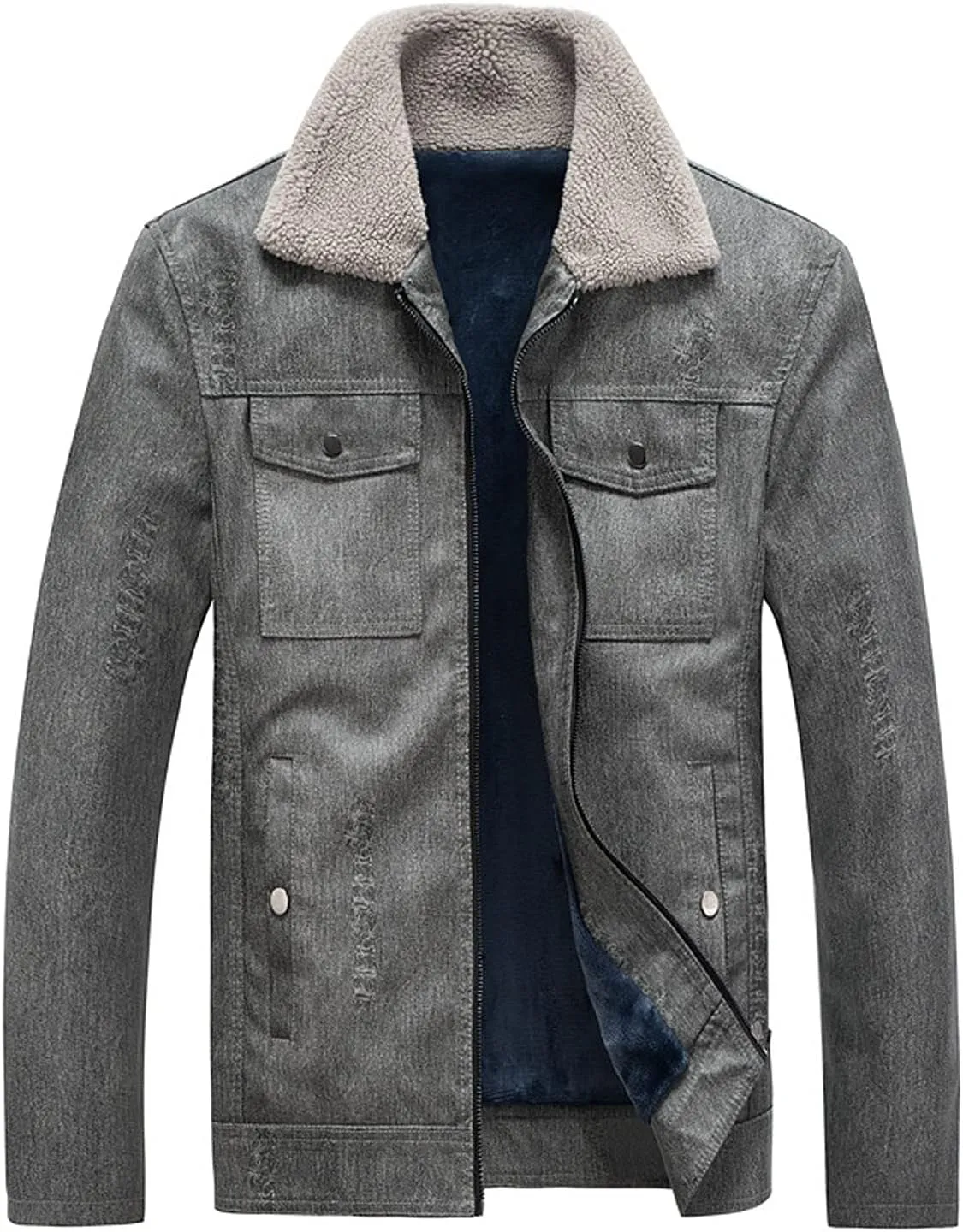 Maryia Men's Classic Faux Leather Sherpa Fleece Lined Bomber Jacket Tactical Outdoor Sports Basic Trucker Jacket