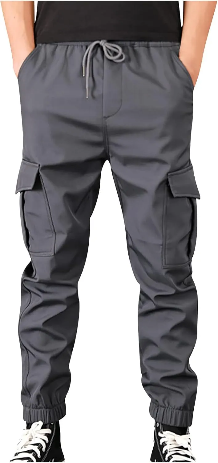 Men's Baggy Cargo Pants with Pockets Tapered Joggers for Athletic Pants Workout, Jogging, Running, M-6XL