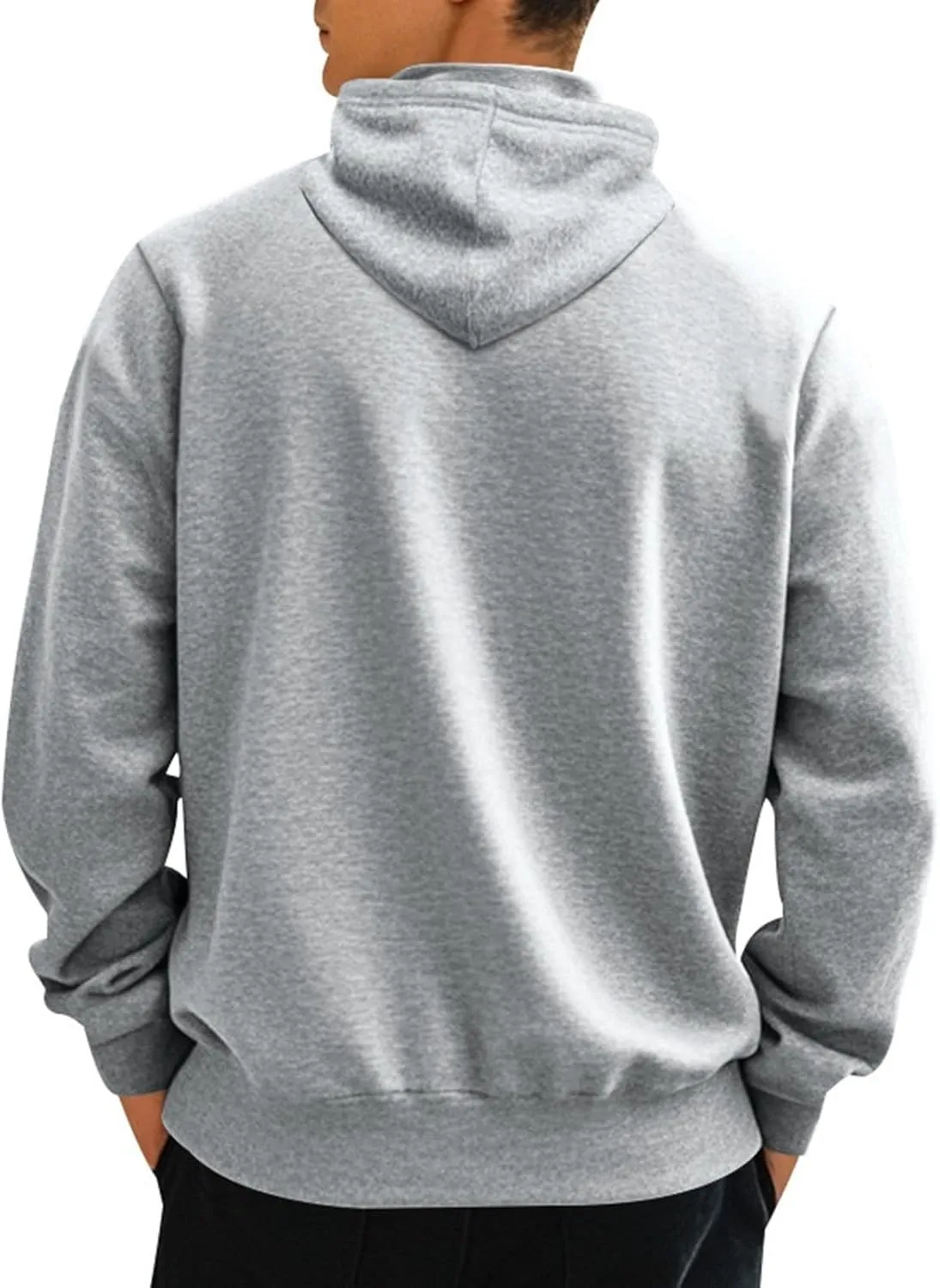 Mens Half Zip Hoodie For Casual Fleece Lightweight Regular Long Sleeve Sherpa Lined Winter Warm Pullover Sweatshirts