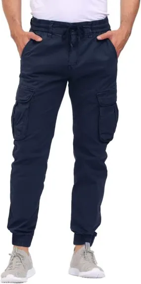 Men's Hiking Cargo Pants Joggers Slim Fit Stretch Lightweight Casual Work Pants with Pockets Drawstring Waist