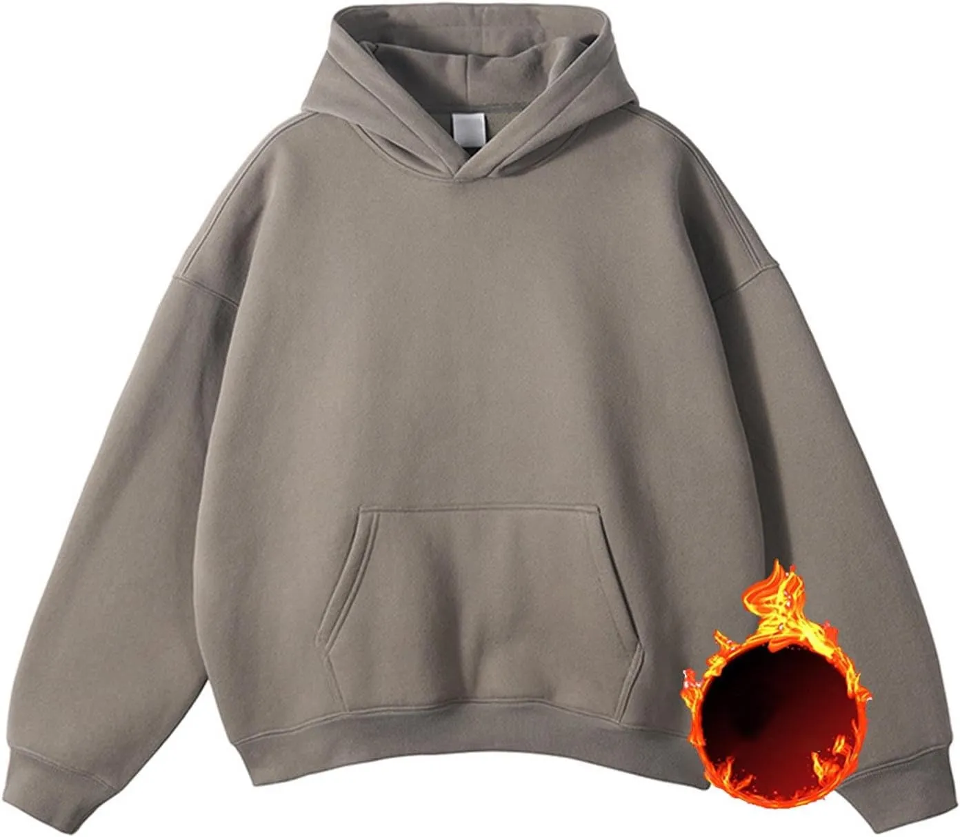 Men's Hooded Sweatshirts Long Sleeve Casual Basic Cropped Hoodie Fleece Lined Pullover Shirts Tops with Pocket