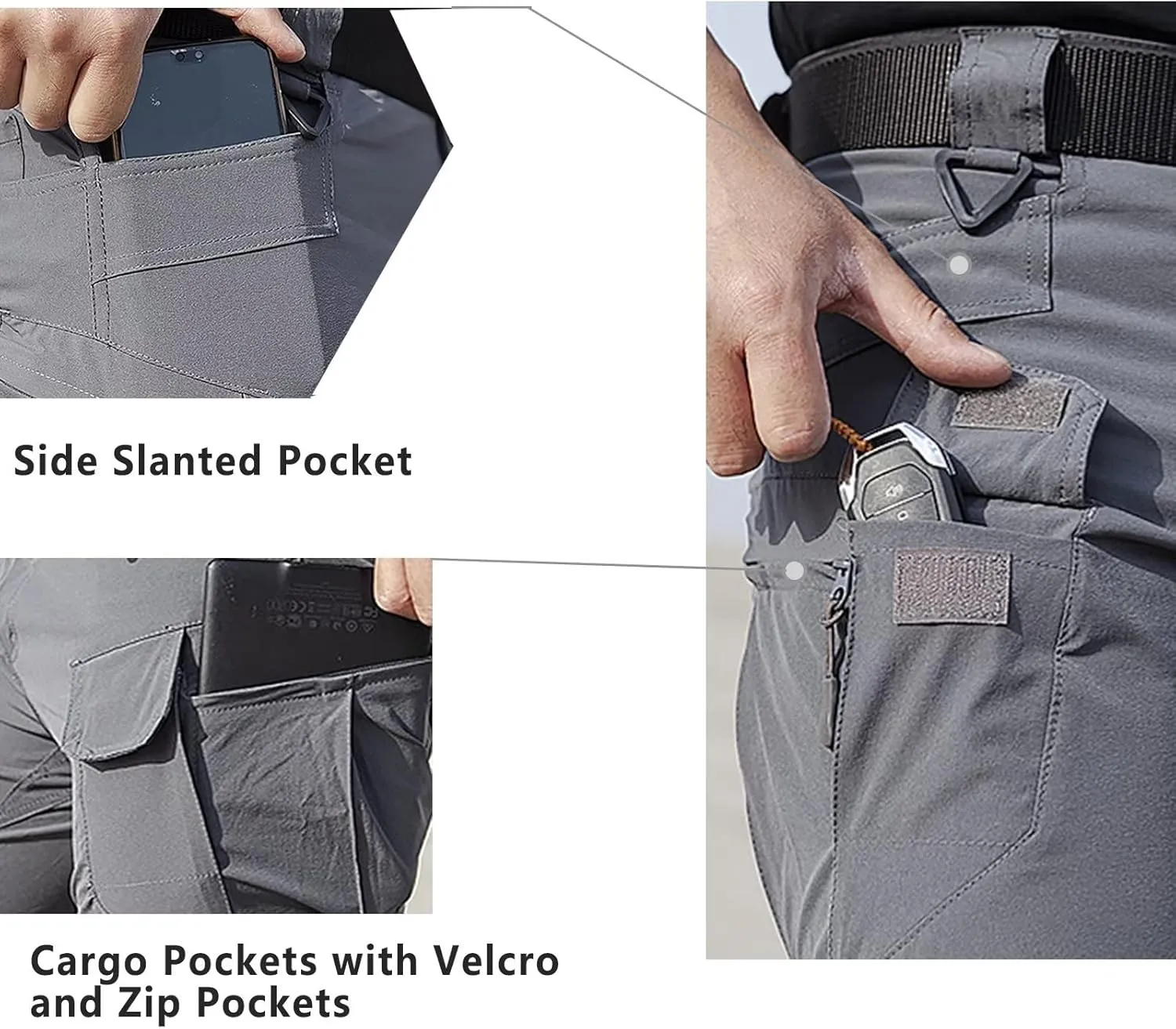 Mens Outdoor Tactical Pant Lightweight Cargo Jogger Waterproof Hiking Work Multi Pockets