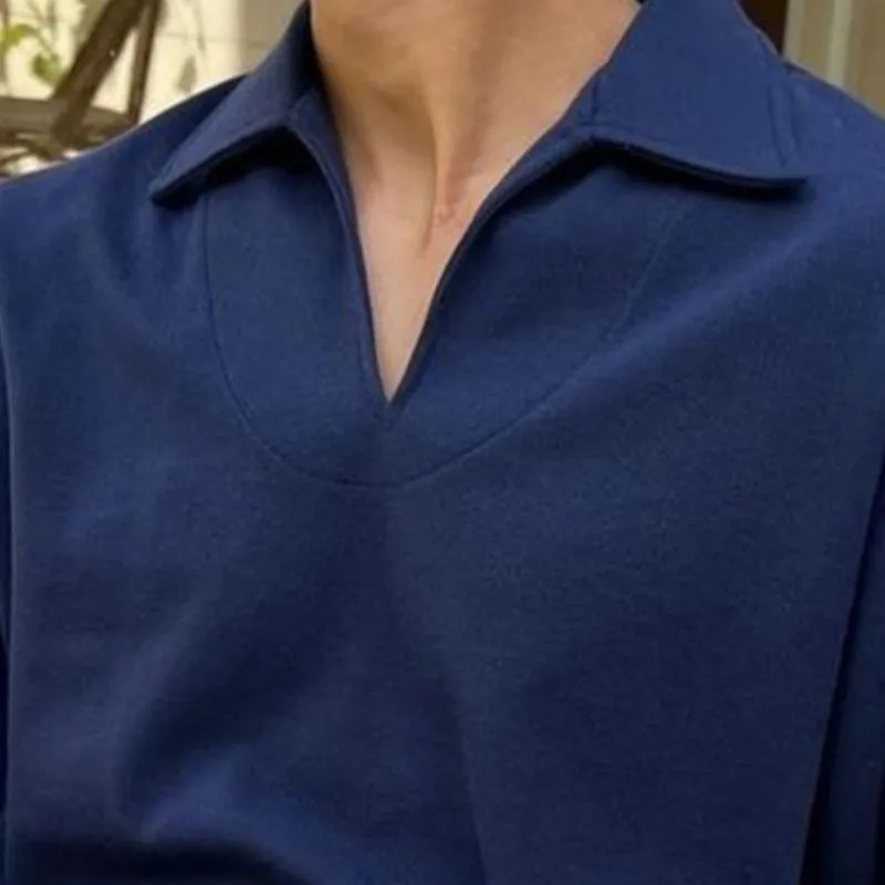 Men's Retro Casual Solid Color Lapel Sweatshirt 58958424TO