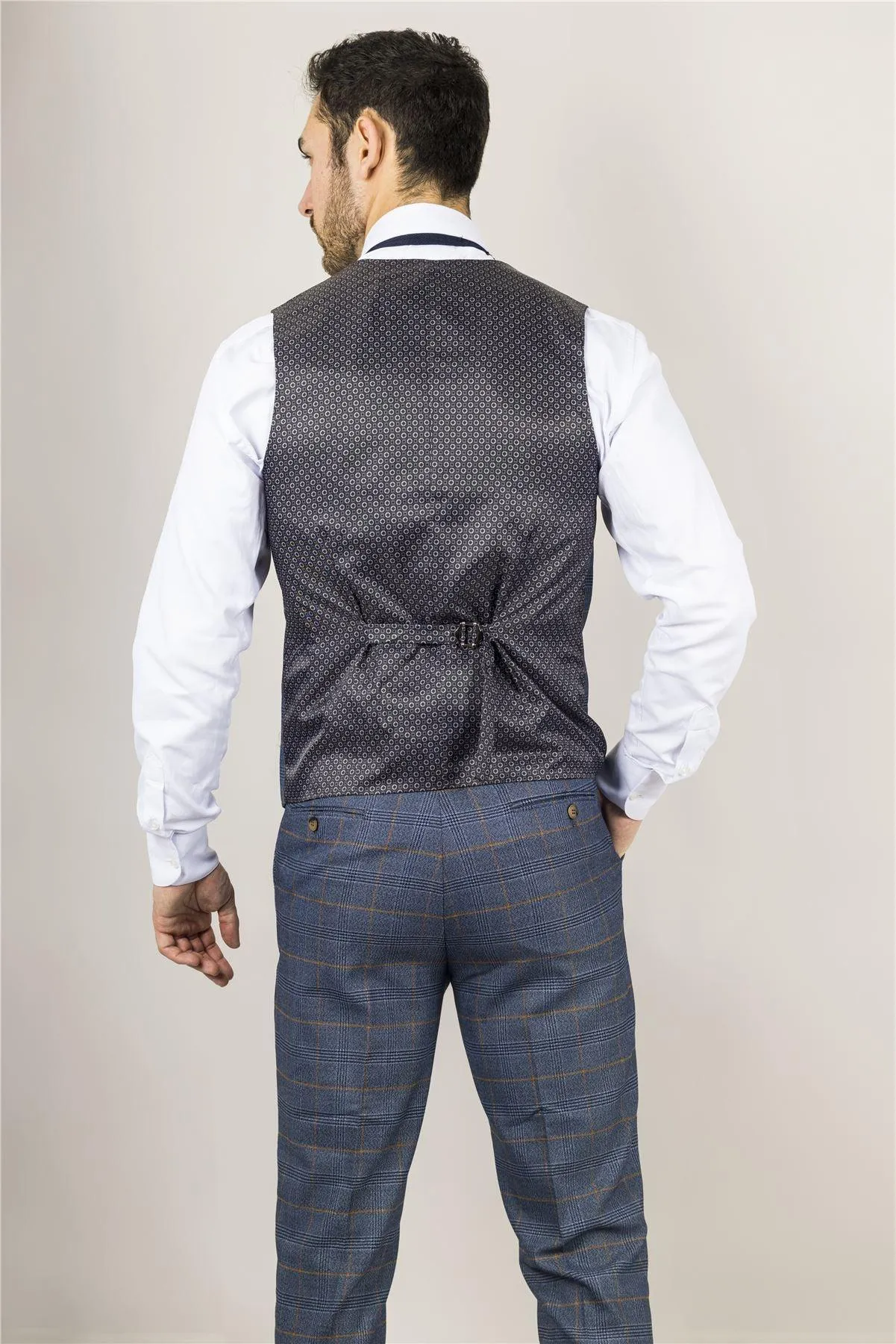 Men's Waistcoat Navy Checked Tailored Fit Vest