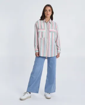 Pink Clemence Stripe Button Shirt