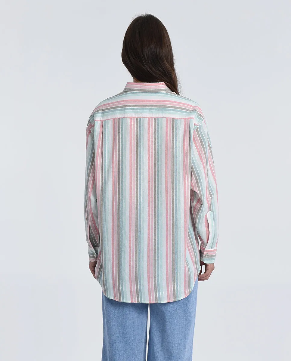 Pink Clemence Stripe Button Shirt