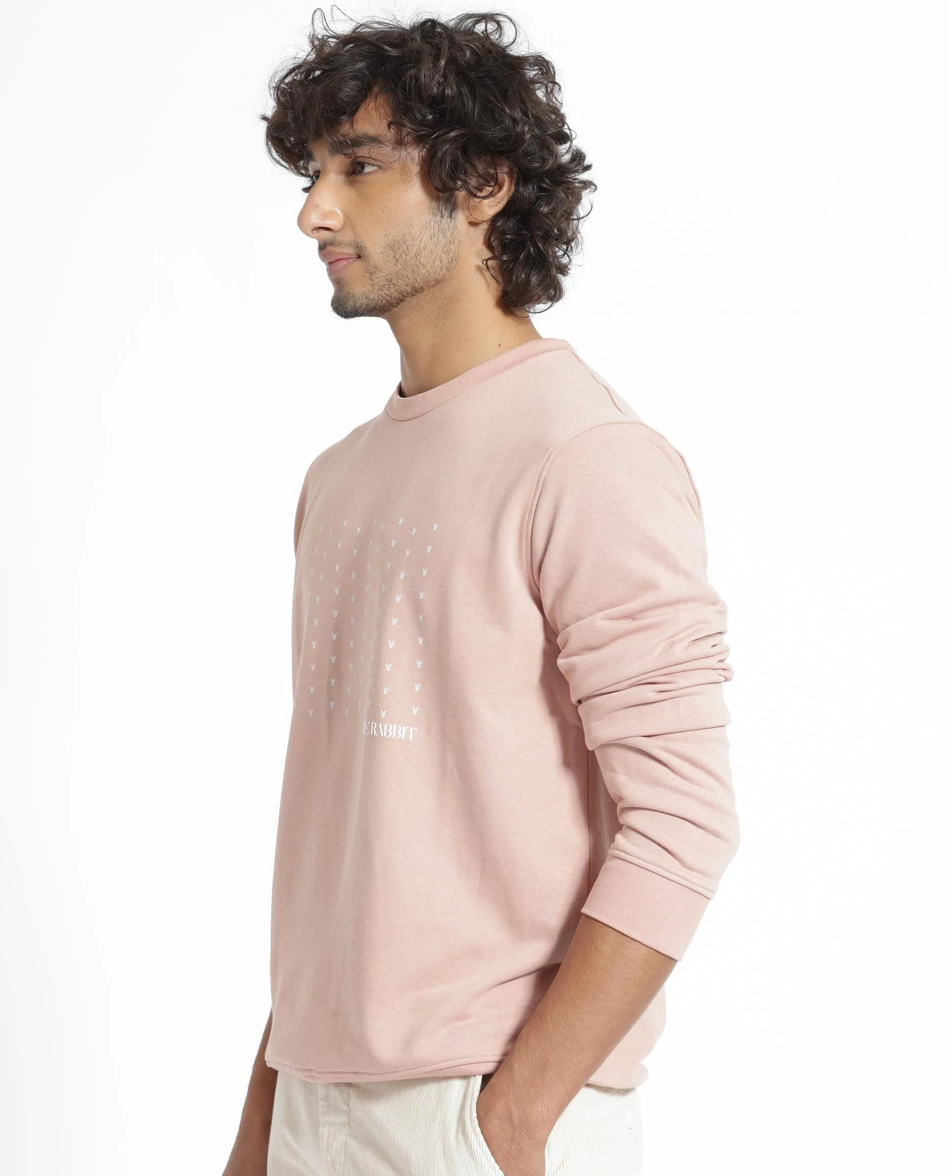 Rare Rabbit Men's Gale Beige Cotton Polyester Fabric Full Sleeves Logo Graphic Print Sweatshirt