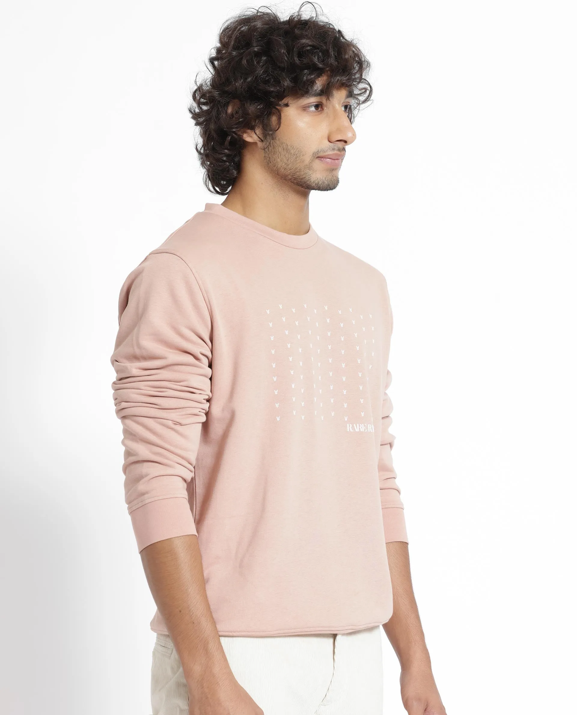 Rare Rabbit Men's Gale Beige Cotton Polyester Fabric Full Sleeves Logo Graphic Print Sweatshirt