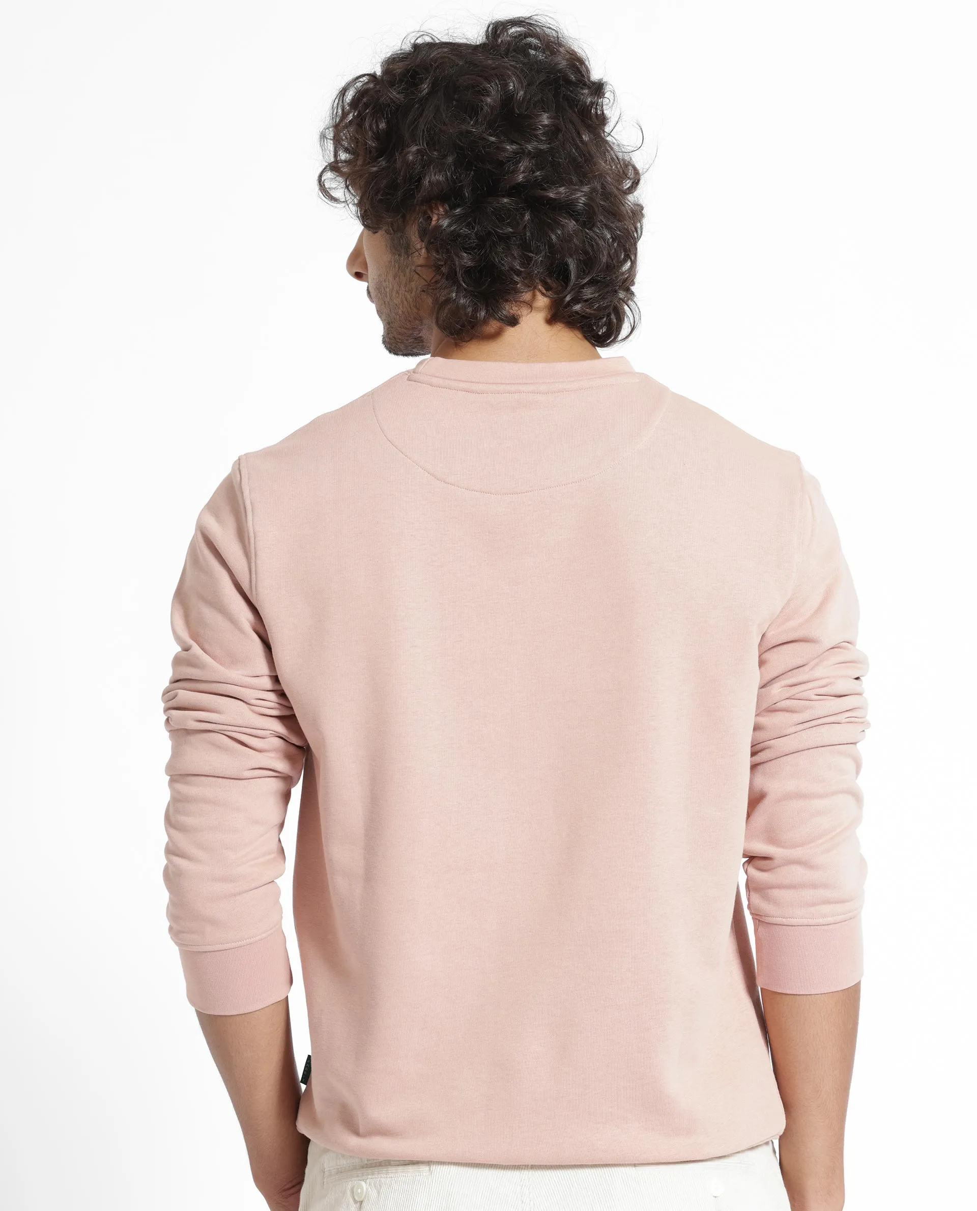 Rare Rabbit Men's Gale Beige Cotton Polyester Fabric Full Sleeves Logo Graphic Print Sweatshirt