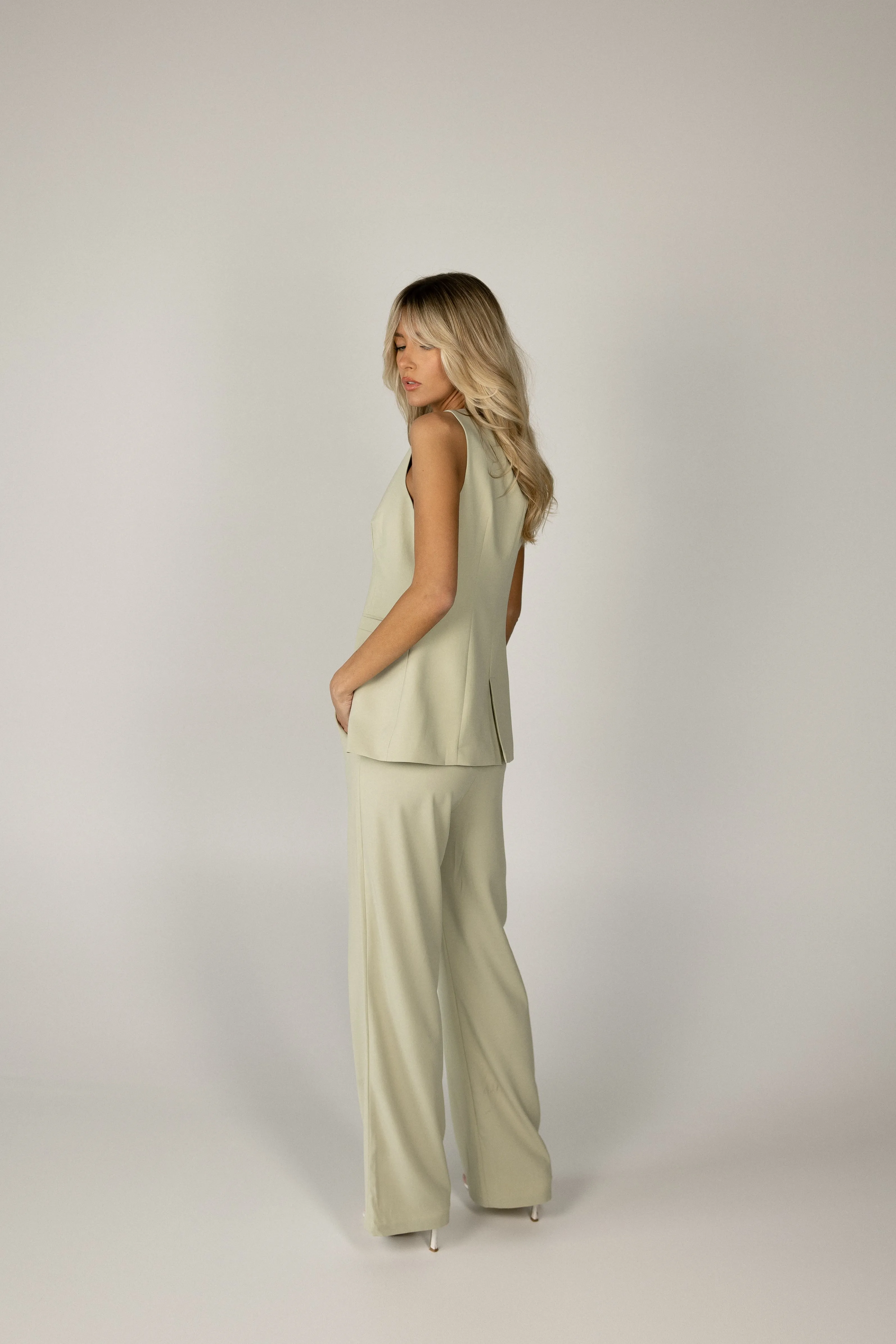 Sage Tailored Long Vest