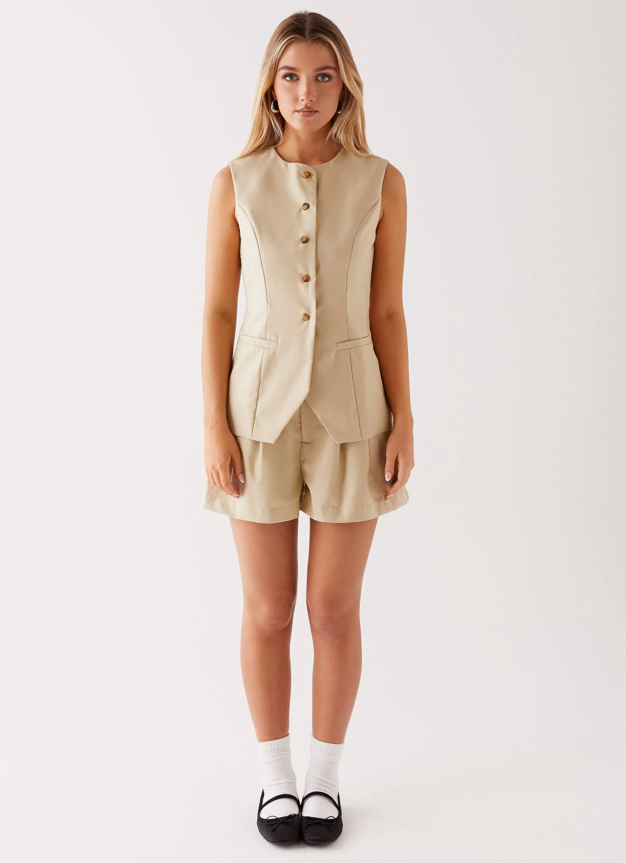 Siena Style Tailored Vest - Beige
