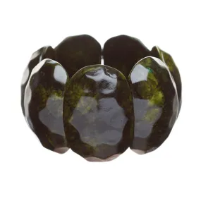 Simple Stylish Trendy Chic Wood Stretch Wide Fashion Bracelet Green