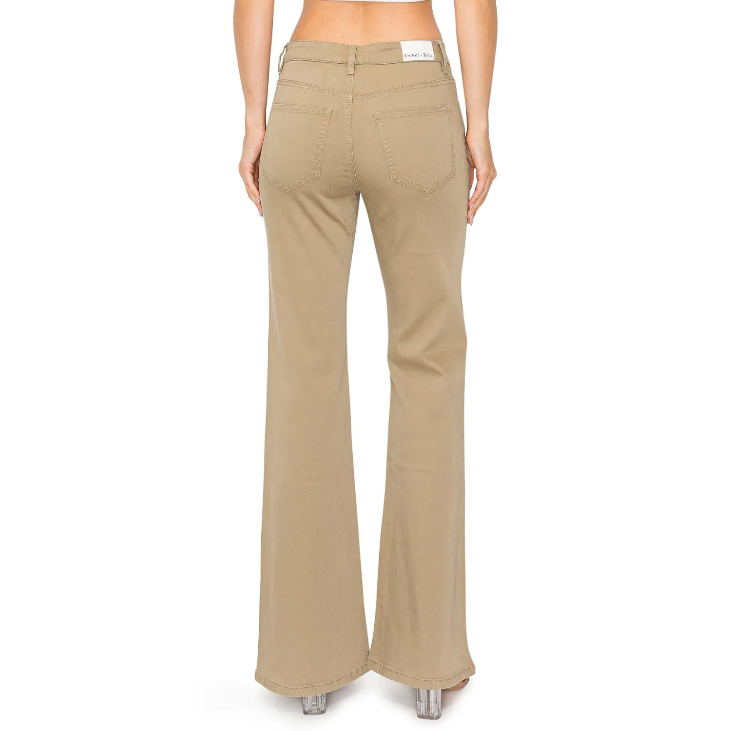 Soft Stretchy High Rise Everyday Flare Jeans - Khaki