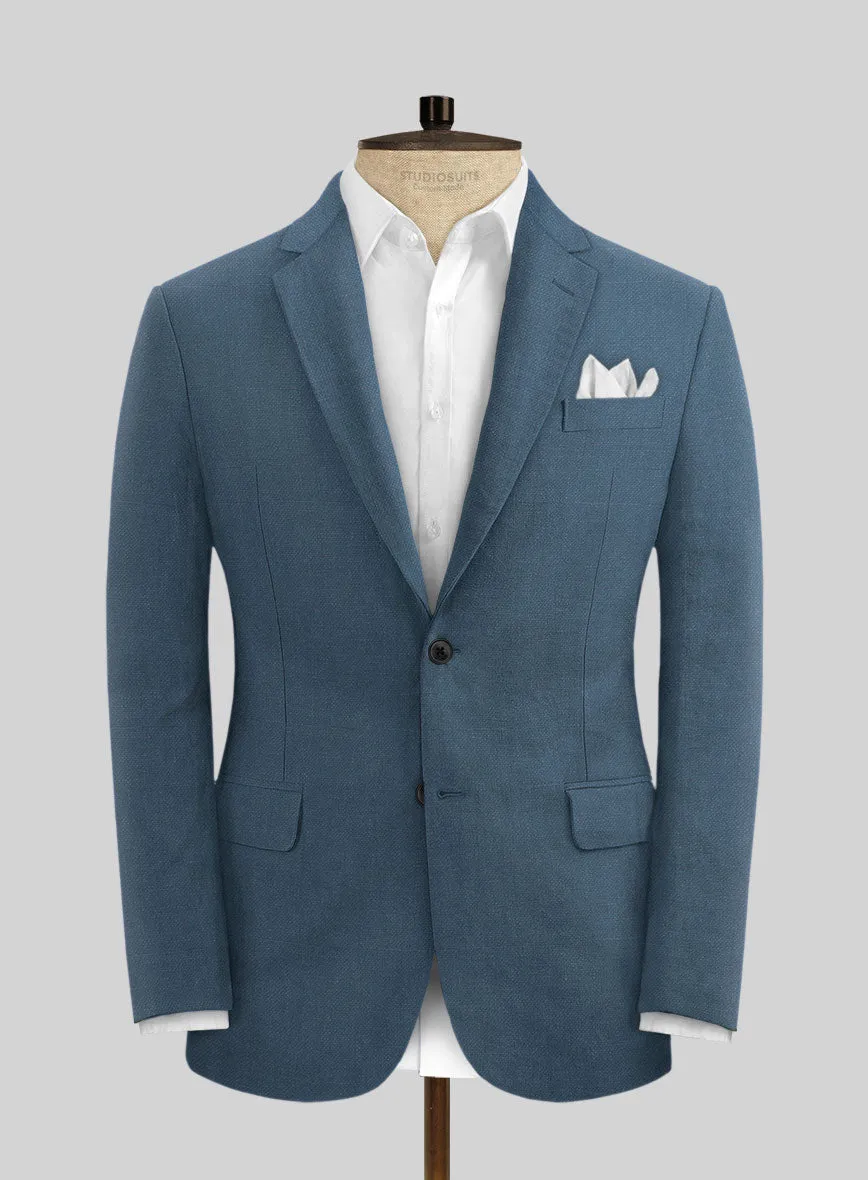 Solbiati Art Du Lin Dark Pastel Blue Linen Suit