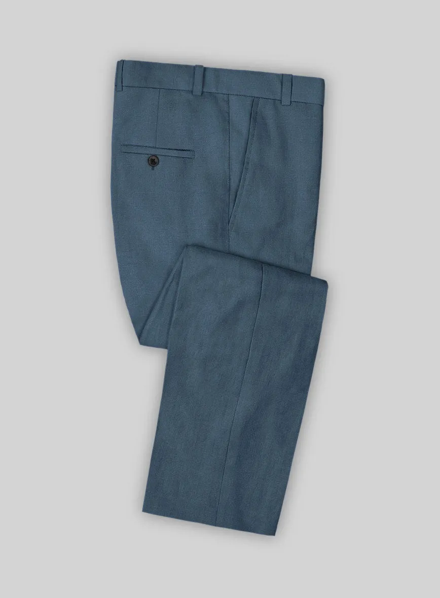 Solbiati Art Du Lin Dark Pastel Blue Linen Suit