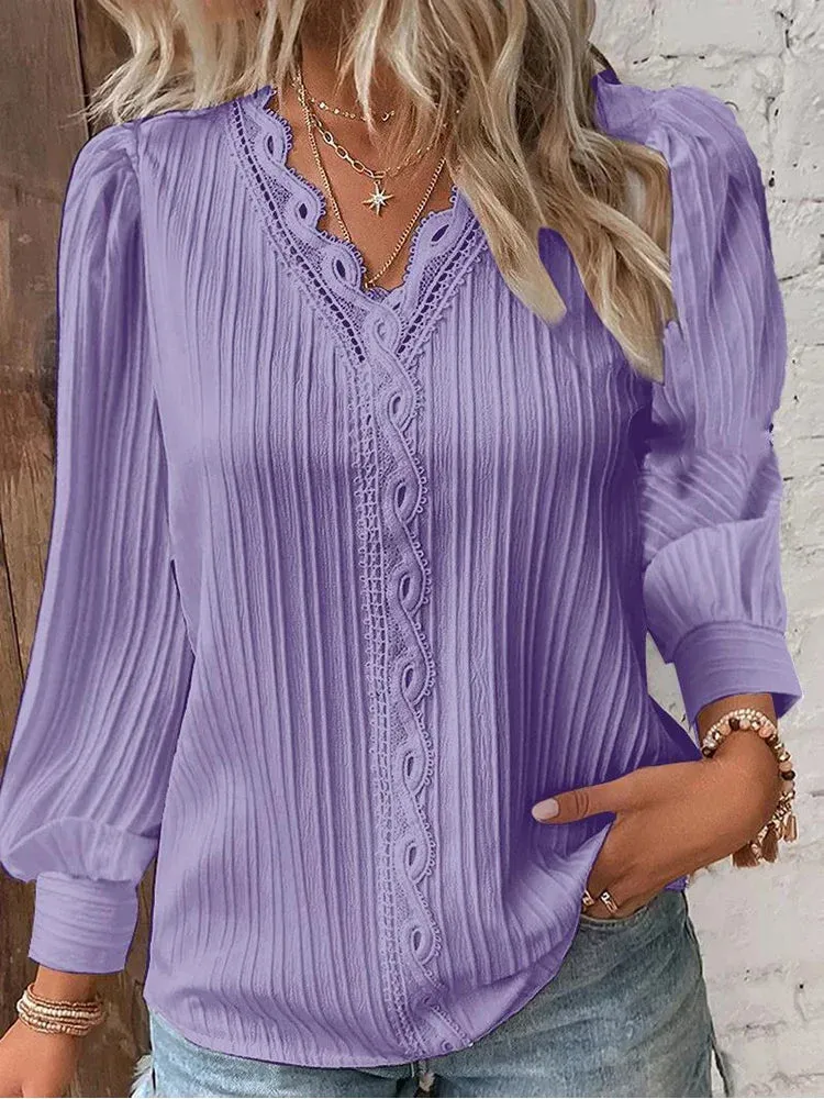 Sophia | Elegant Chiffon Blouse with Delicate Lace Details