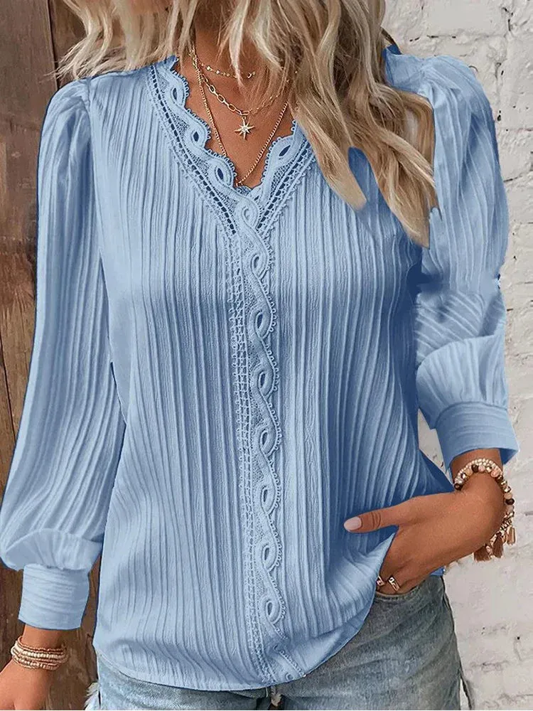 Sophia | Elegant Chiffon Blouse with Delicate Lace Details