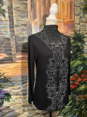 Sparkly crystals Black long sleeves blouse