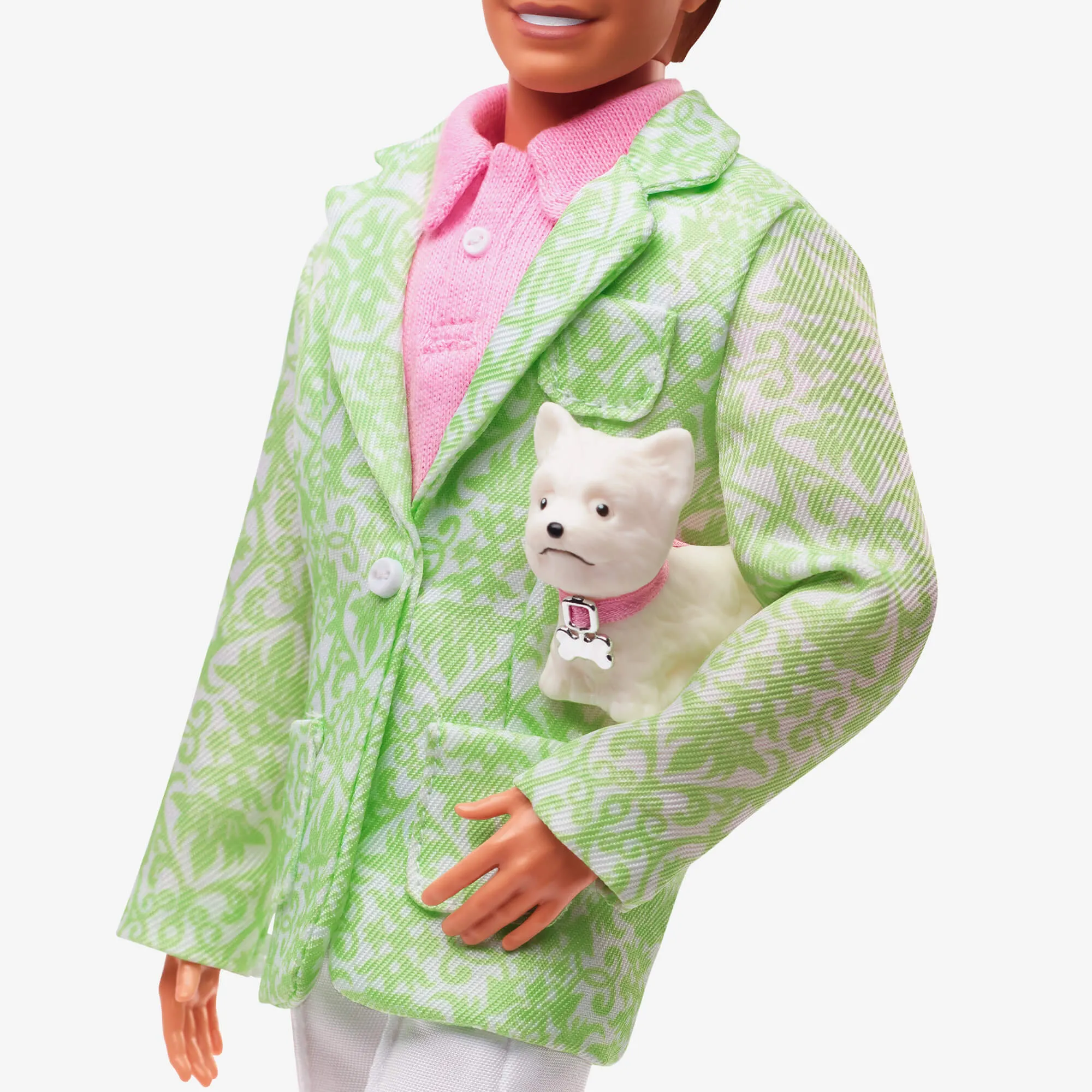“Sugar’s Daddy” Ken Doll in Pastel Suit With Dog – Barbie The Movie
