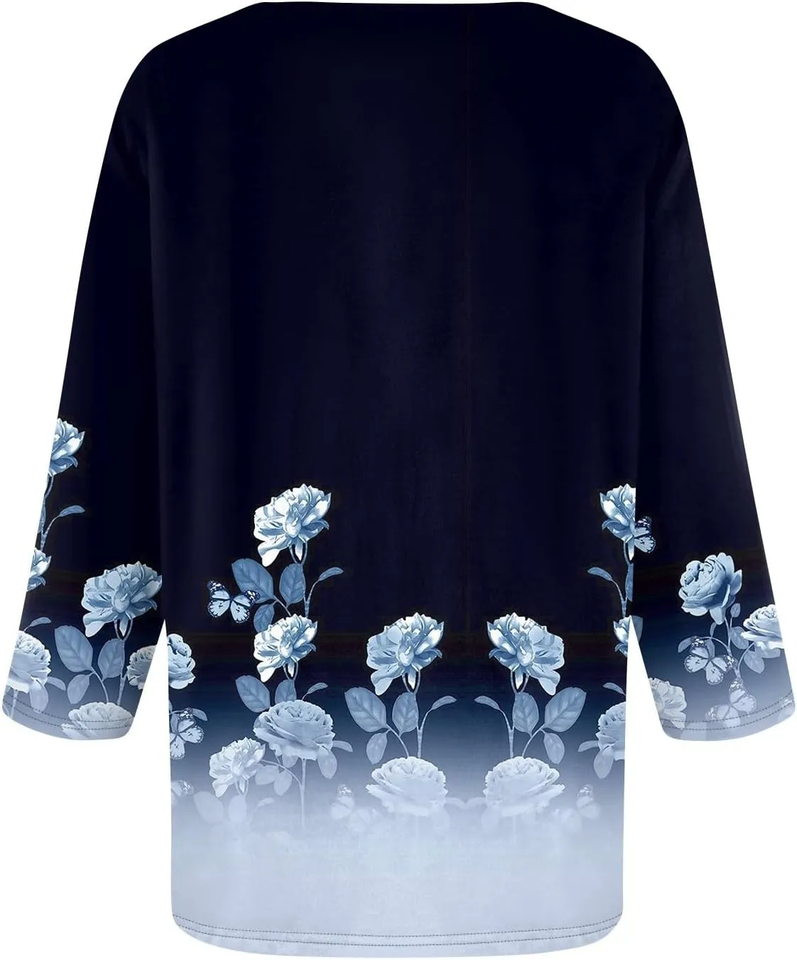 Summer Shirts for Women,Women's Floral Print V-Neck 3/4 Sleeve Casual Blouse Top Elegant Spring Summer Fashion