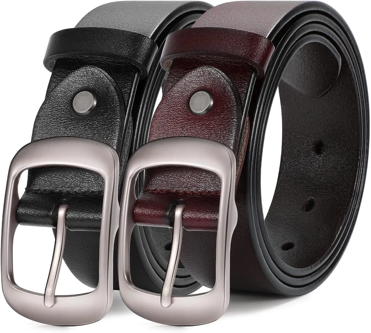 SUOSDEY Fashion Womens Leather Belt, Soft Leather Waist Belt with Pin Buckle for Jeans Pants,width 1.3"