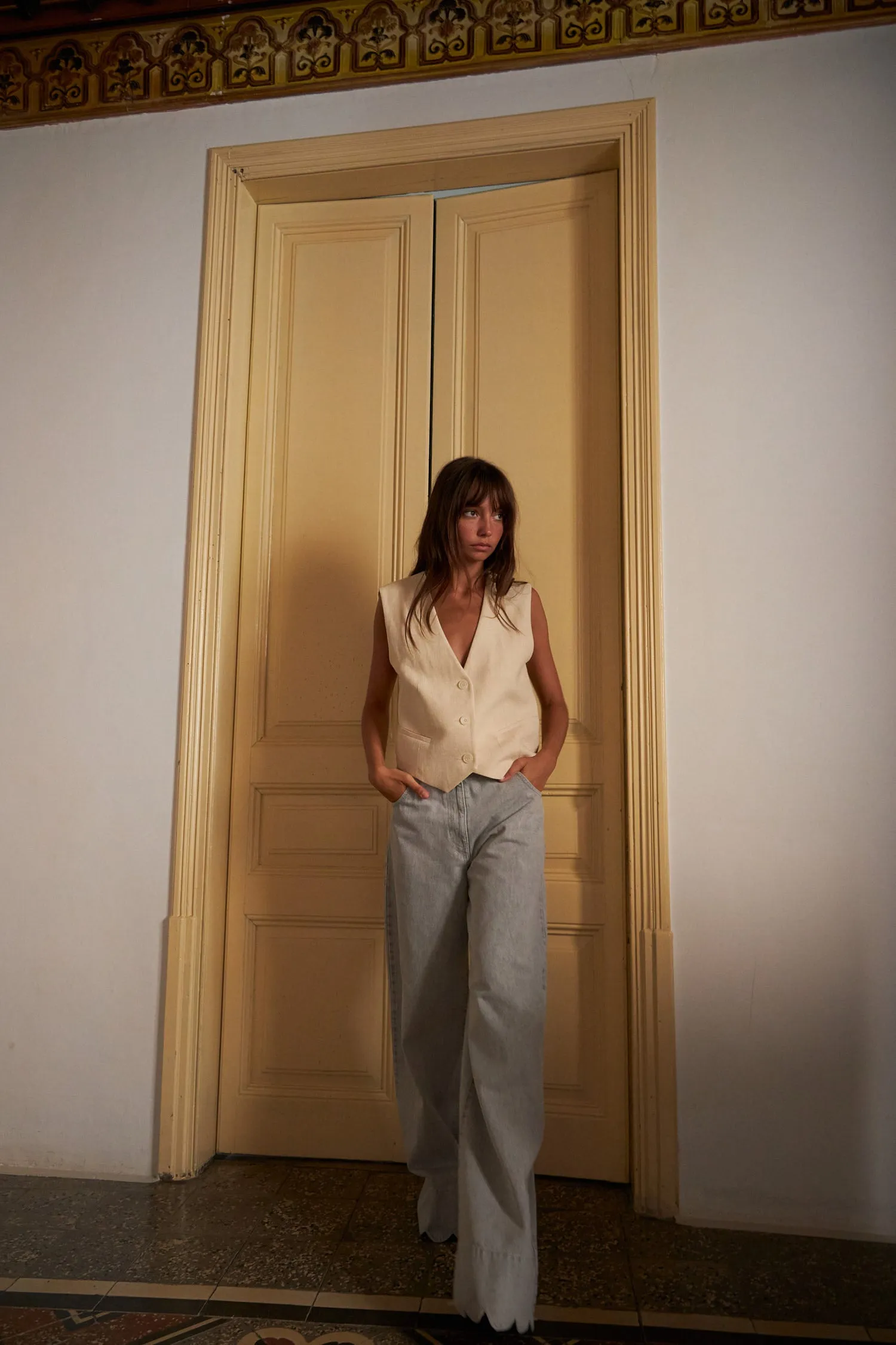 Tailored tuxedo vest - Vanilla