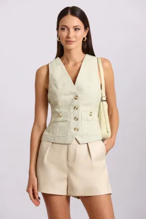 Tailored Tweed Suit Vest Green