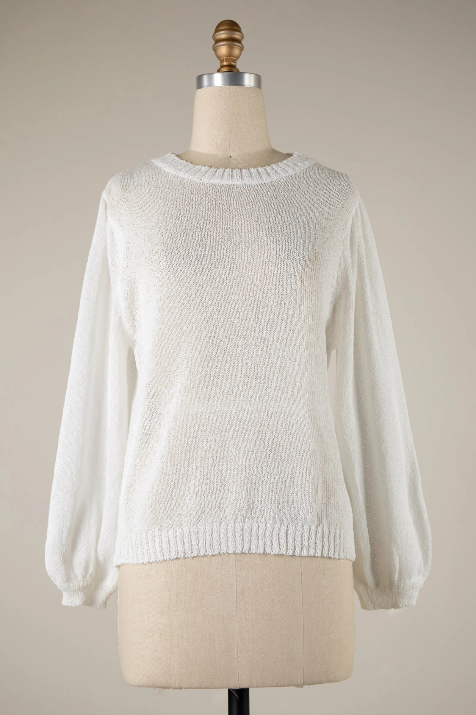THIN SHEER CABLE KNIT PULLOVER SWEATER 1 PACK
