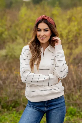 Thin Striped Quarter Zip Pullover