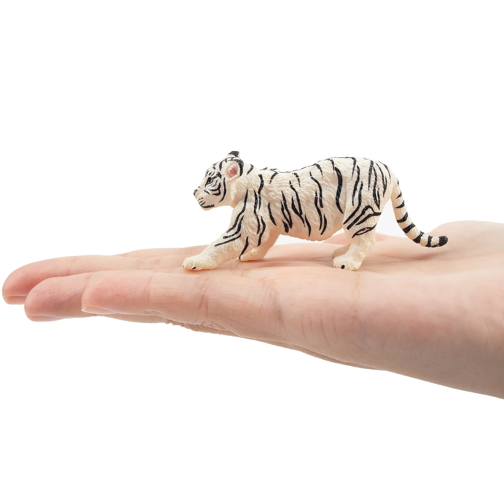 Toymany Stretching White Tiger Cub Figurine Toy