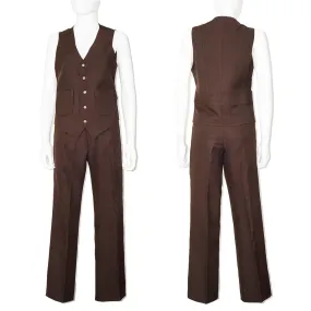 VINTAGE Tailored Brown Pants Vest Suit