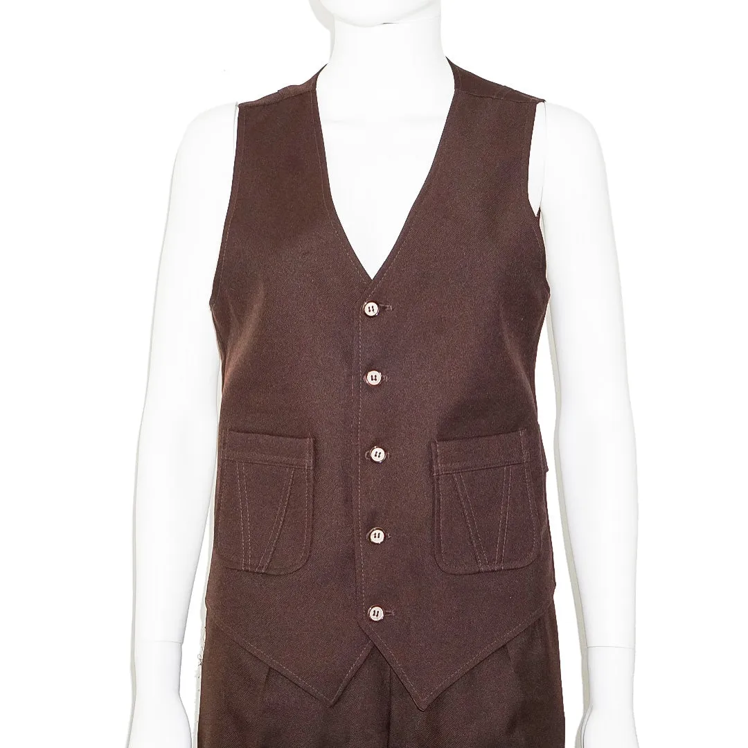 VINTAGE Tailored Brown Pants Vest Suit