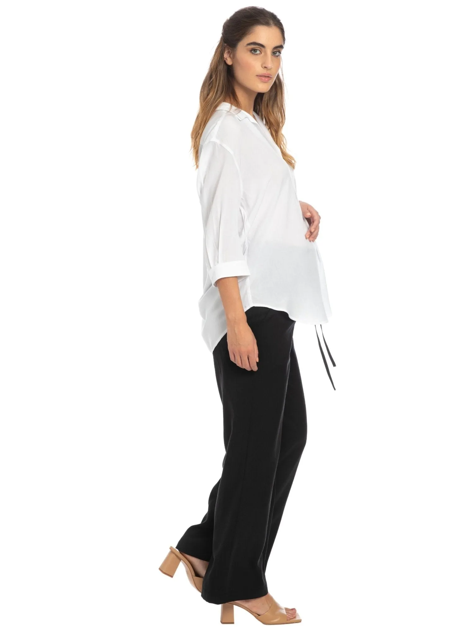Warren Maternity Trouser in Soft Tencel - Black