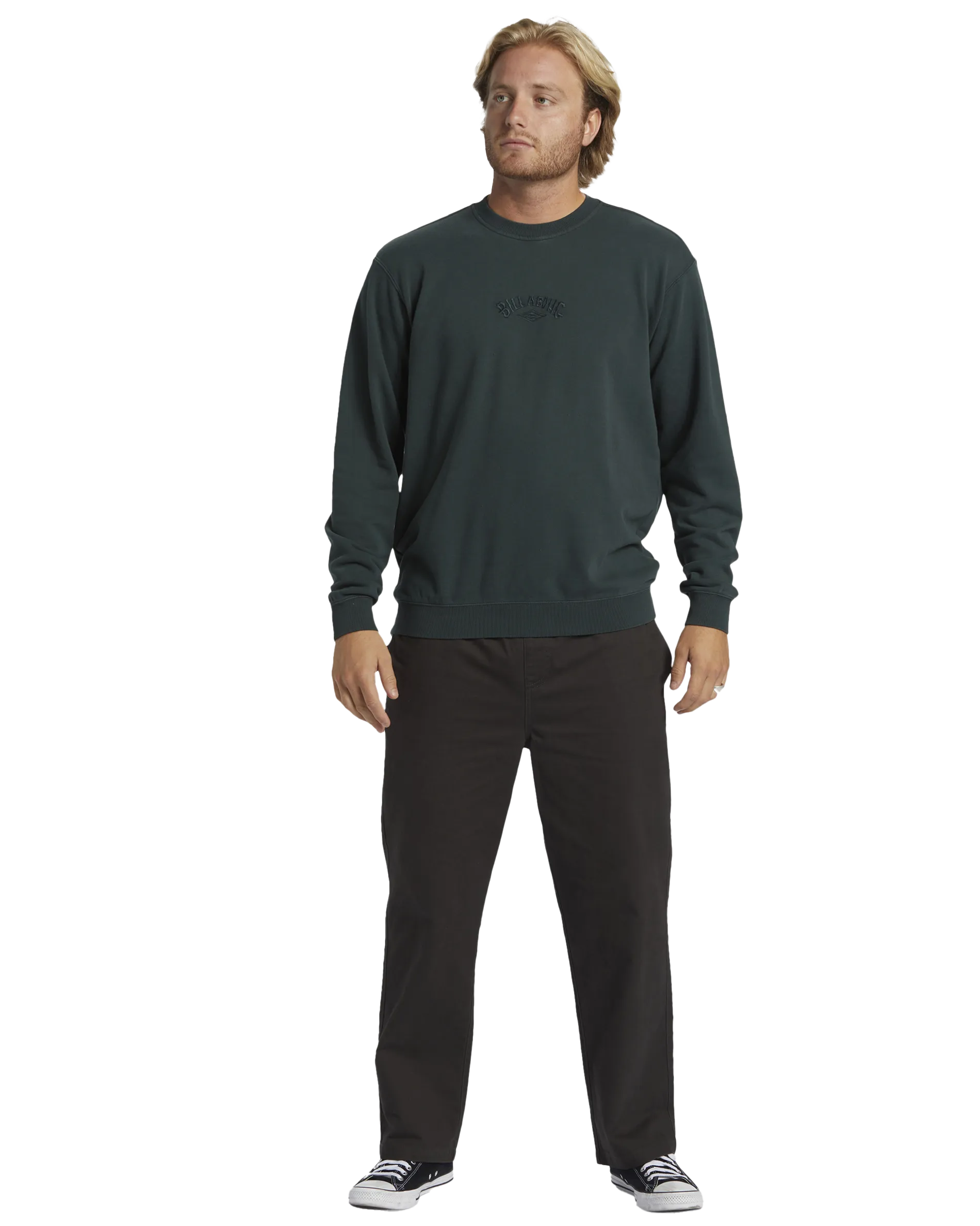 Wave Washed Sweatshirt in Forest Green