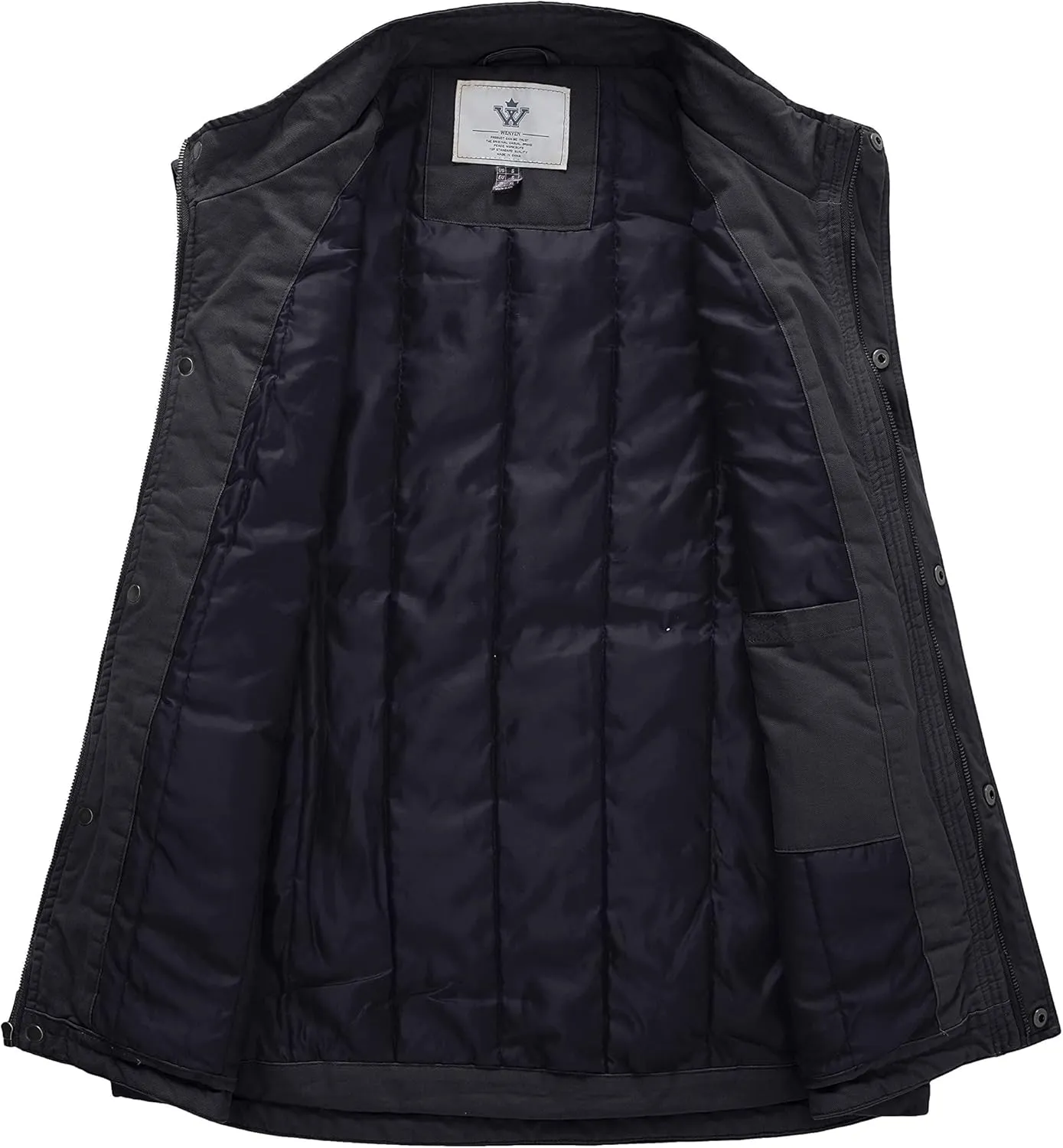 WenVen Men's Winter Warm Quilted Lined Multi Pockets Puffer Vest