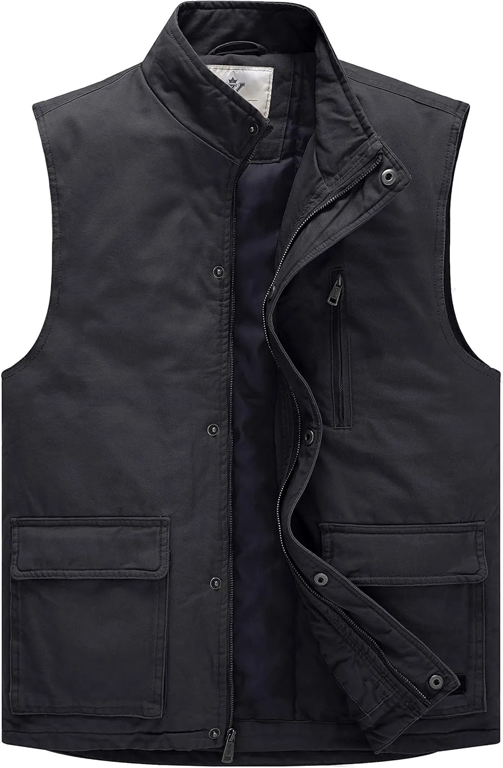 WenVen Men's Winter Warm Quilted Lined Multi Pockets Puffer Vest