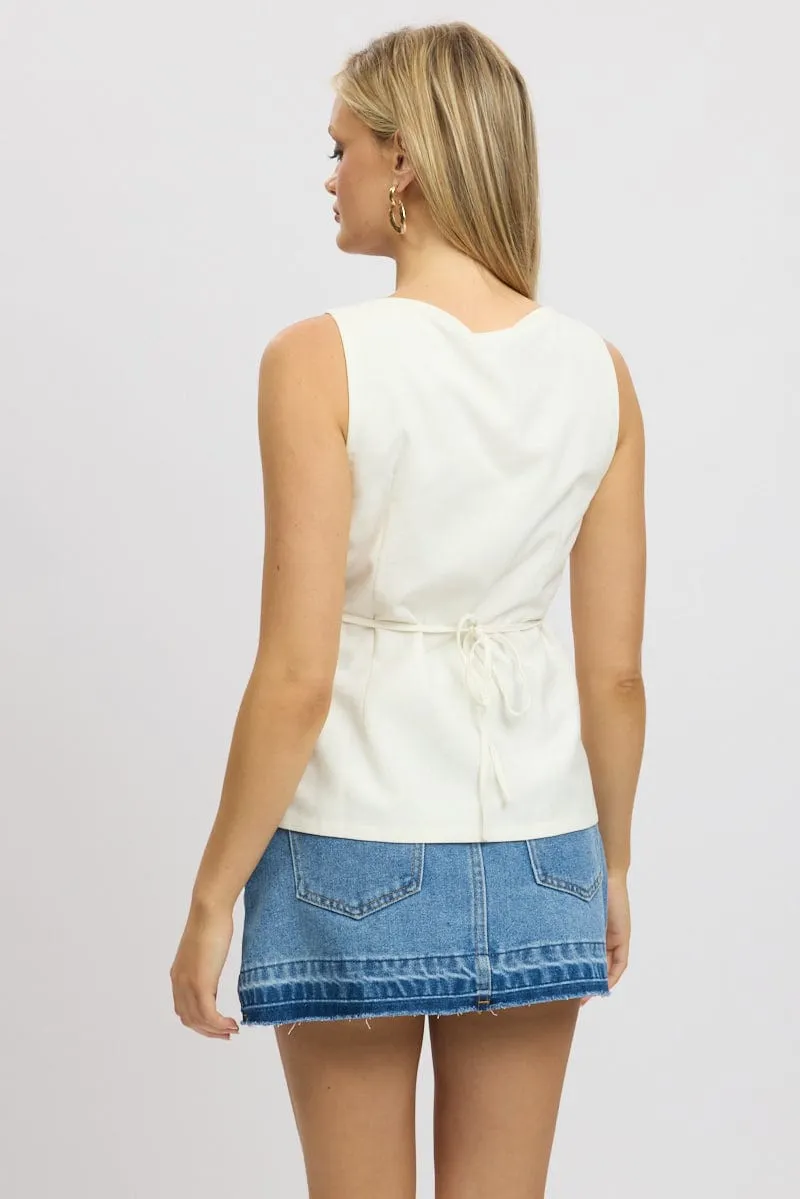 White Linen Vest Tailored