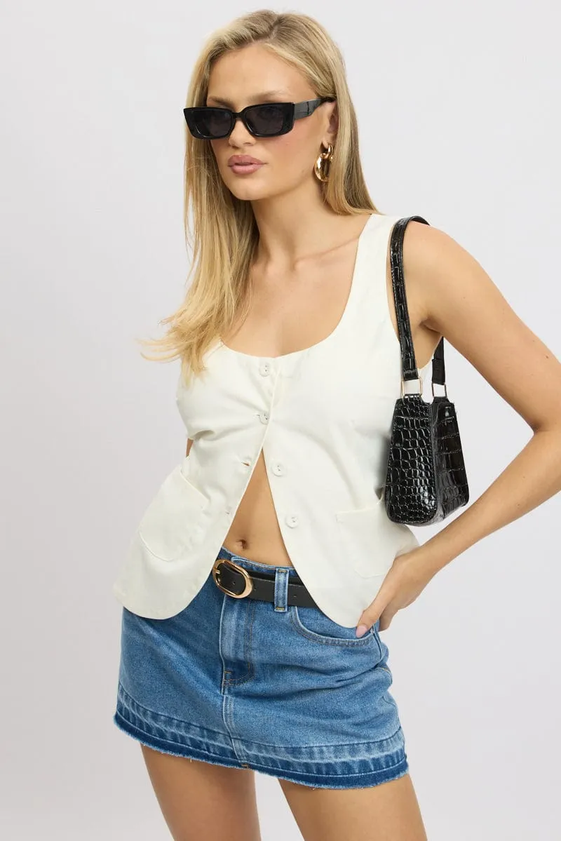 White Linen Vest Tailored