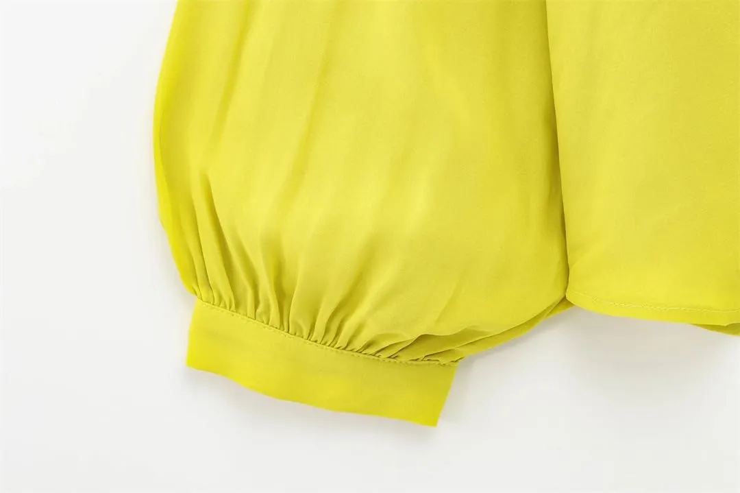 Women Embroidered Long-Sleeved Blouse Elegant Asymmetrical Hem Shirts Solid Colid Button Top
