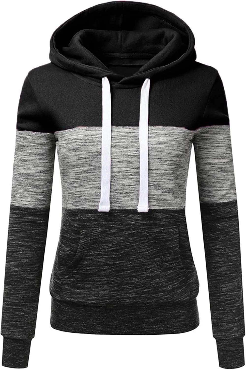 Womens Basic Lightweight Zip-Up Hoodie Long Sleeve Thin Jacket Color Block Casual Hooded Sweatshirt Trending Tops
